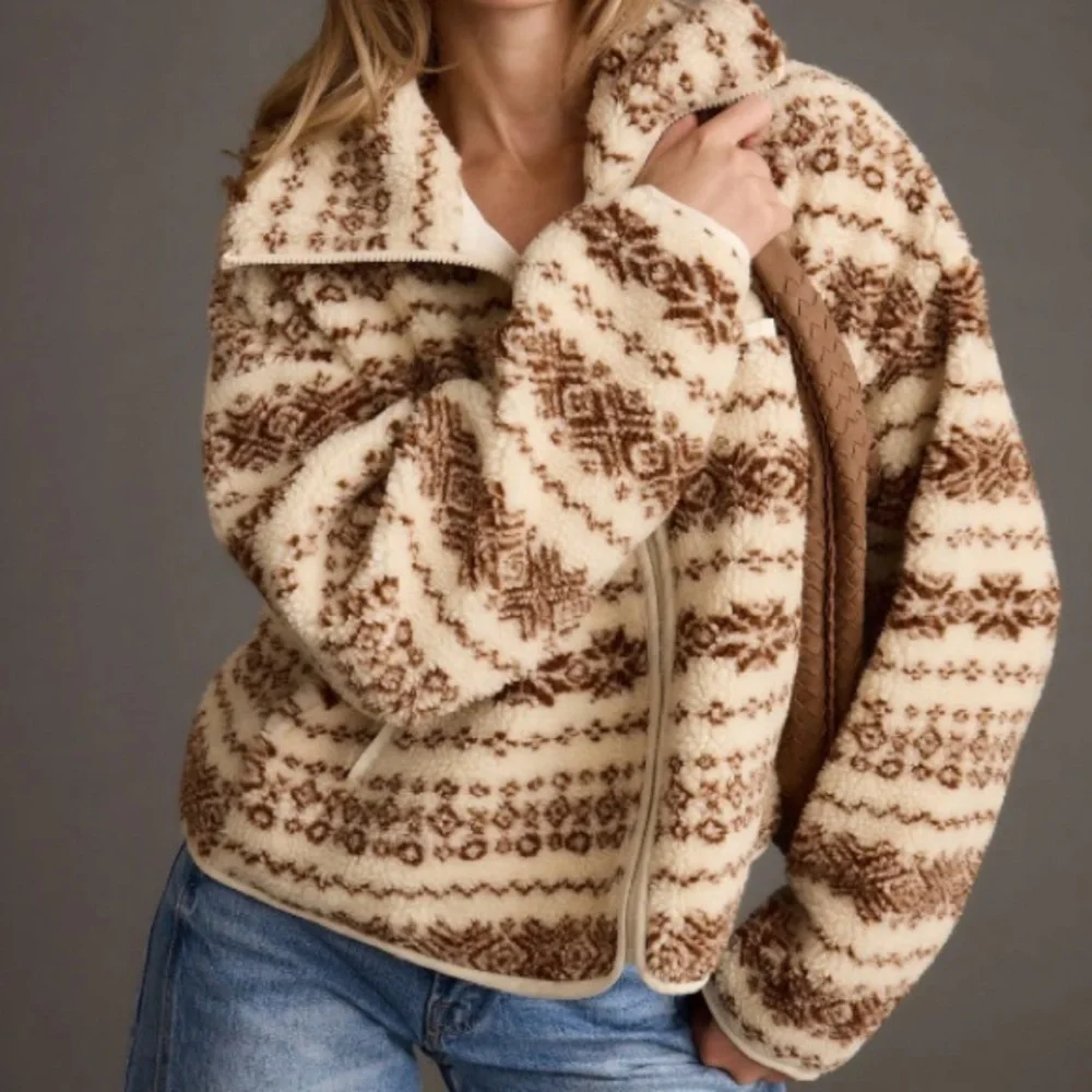 12th Tribe Brown and Cream Teddy Jacket - Picture 1 of 1